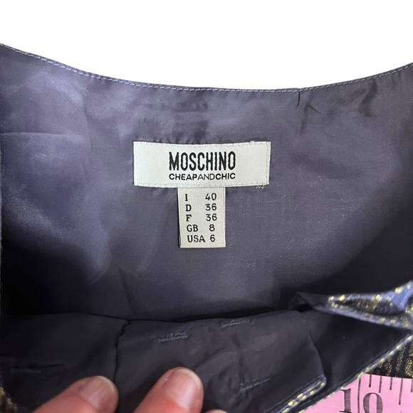 LIKE NEW Moschino Cheap & Chic Blue/Gold Metallic Dress Sz 6 - Picture 4 of 7